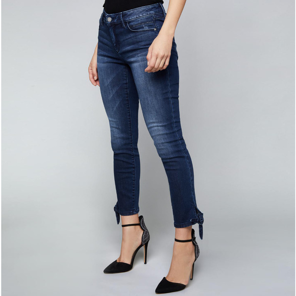 jeans with ties at ankle